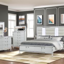 4 PC BEDROOM SET NEW IN BOX (MATTRESS AND CHEST SOLD SEPARATELY)