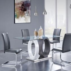 Glass Dining Table & Chair Set