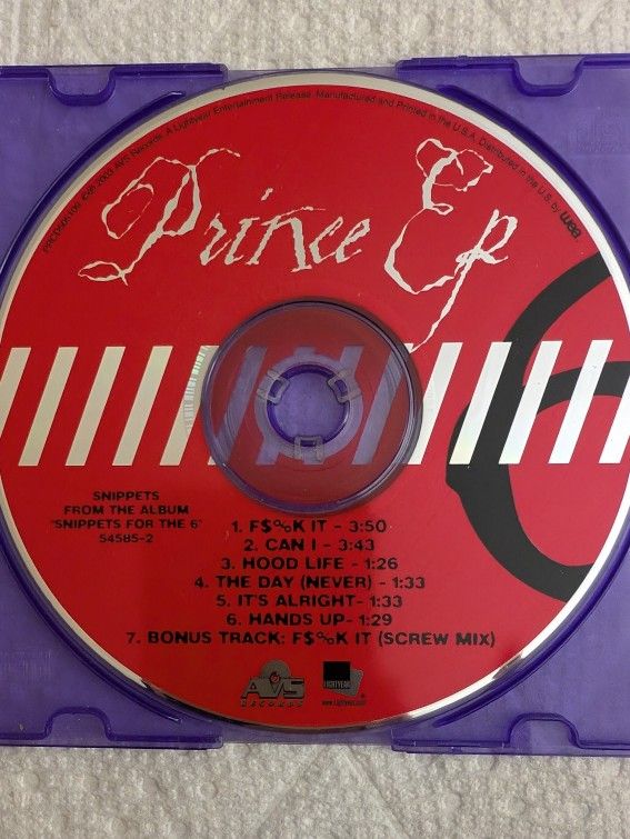 RARE Prince Ep CD Snippets From The Album "Snippets For The 6" 54585-2 Lightyear 2003, AVS Records. Mint