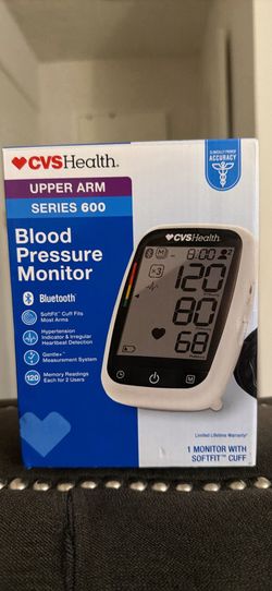 CVS Health Series 600 upper arm blood pressure monitor features Bluetooth connectivity and a SoftFit™ cuff.