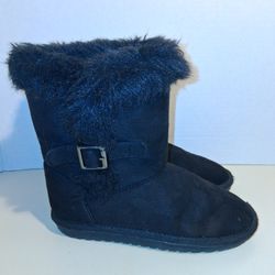 girls size 13 black suede faux fur lined cold weather boots "Children's Place" $5 FIRM