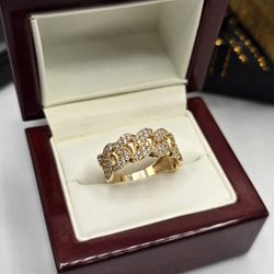 Solid 14kt Gold Cuban Link Ring Anillo Cubano De Oro Solido 14kt