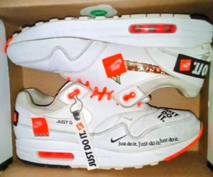 Nike Air Max 1 SE Just Do It Pack White Orange Men's size 10 (AO1021-100) 30th Anniversary