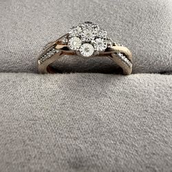 Anillo De Plata 925 con Baño En Oro Rosa Size 7