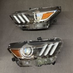 Pair  2015-2017 Ford Mustang Headlights Projector Headlamps HID Xenon LED DRL Left Right Side 
