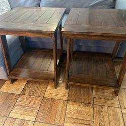 Ashley Sturdy Wood Side Tables with Storage Shelf