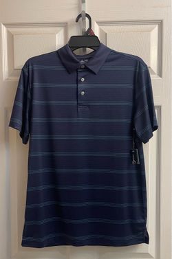 Brand new Men’s navy blue stripe polo shirts sizes S-M-L-XL & 3XL $8.00 each
