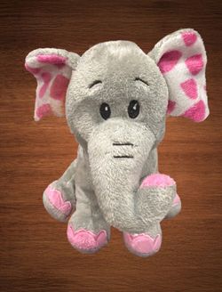 RBI RON BANAFATO GRAY / PINK ELEPHANT STUFFED ANIMAL 8”