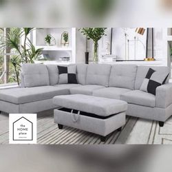 Huge Sale !!!✨ Brand New Sectional 2pc With FREE Ottoman Ready For Delivery 🚚 