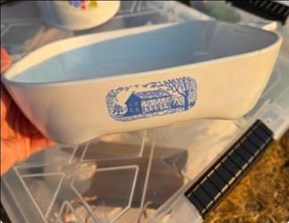Corningware blue house skillet dish