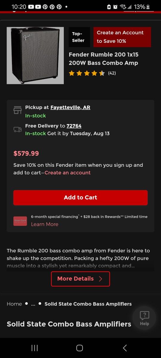 Fender Rumble 200 Bass Combo