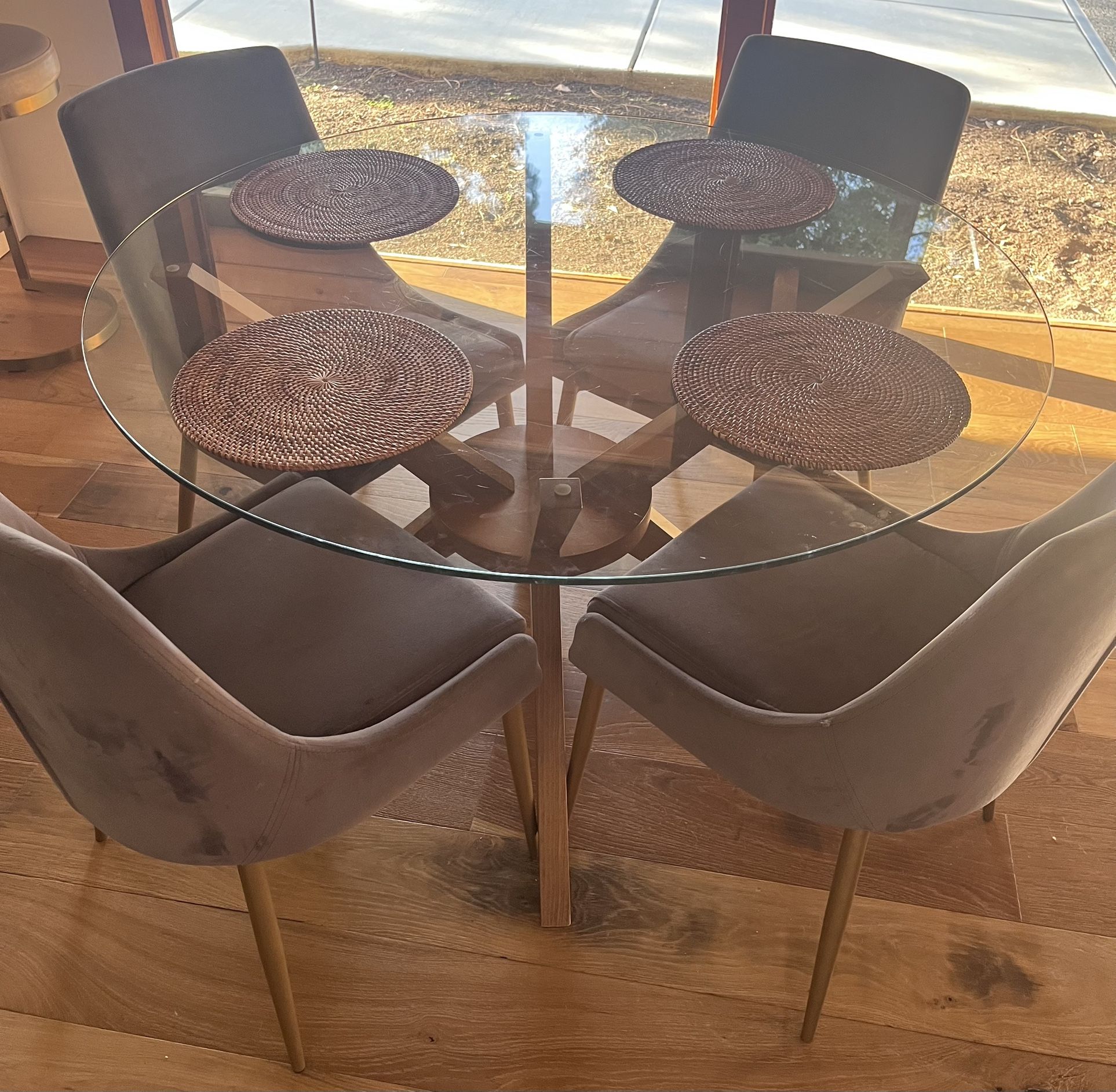 Glass Round Table Mid Century Modern With Place Mats