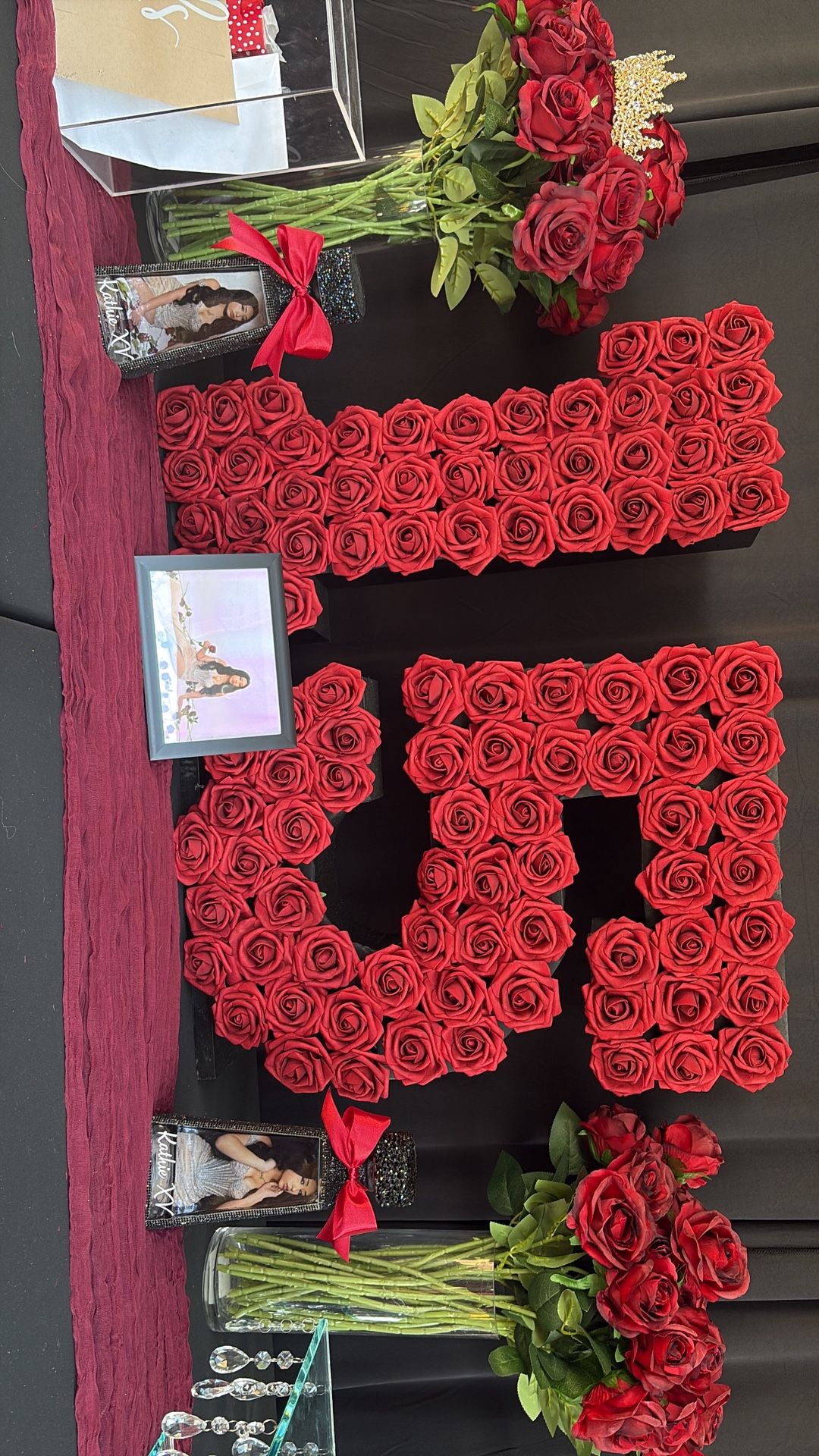 Number 15 Wood With Fake Roses