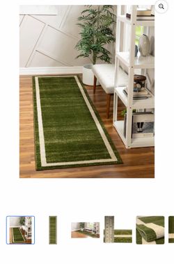 Unique Loom Del Mar Collection Area Rug - Maria (2' x 6' 1" Runner Green/Ivory)