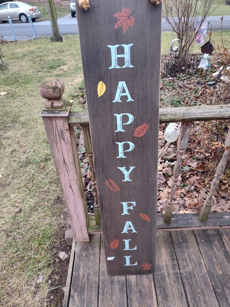Long Sign Reversible From Happy Fall To Halloween