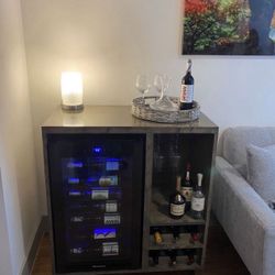 Custom built Wine Rack Cabinet Sideboard Buffet Coffee Hutch Hand Built Hutch Farmhouse farm house Carpenter Floating shelf faux Beam 