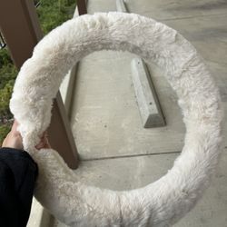 Cream Fuzzy Steering Wheel Cover