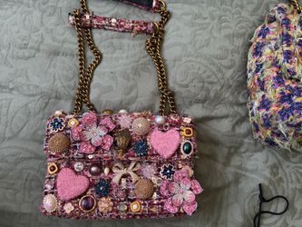Pink tweed purse