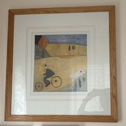  'Walking the Dog' Annora Spence Wood Framed Matted 25”x25”