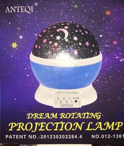 Dream Rotating Projection Lamp Blue, Moon & Stars New