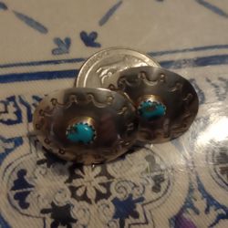 Silver Turquoise Earrings Vintage 