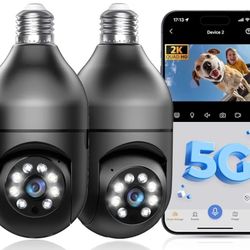 Light Bulb Security Camera 5G WiFi 2K Light Socket Security Cameras Wireless Outdoor EseeCloud, 360 Screw in Sight Bulb Motion Detection Siren Alarm L