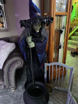 Grammy life size animated cauldron witch