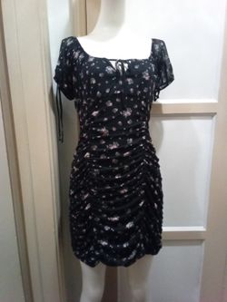 Black Floral Mesh Mini Dress