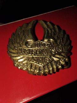 Vintage Harley Davidson Solid Brass Belt Buckle (Eagle Wings #776)