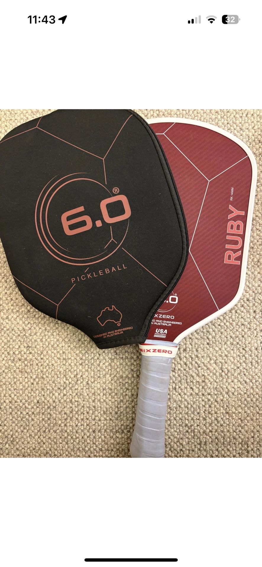 Six Zero Ruby 14mm Pickleball Paddle