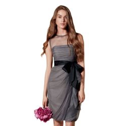 White by Vera Wang Bobbin Net Illusion Dress in Charcoal VW360101 (Size 16)