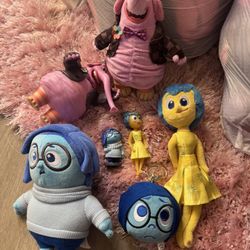 Disney Pixar Inside Out Bing Bong Joy Sadness Plush Figures Lot