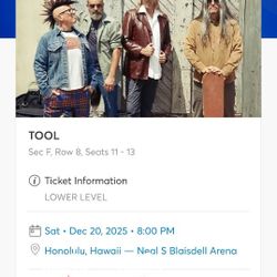 Tool Tickets Concert Tour December 20th
