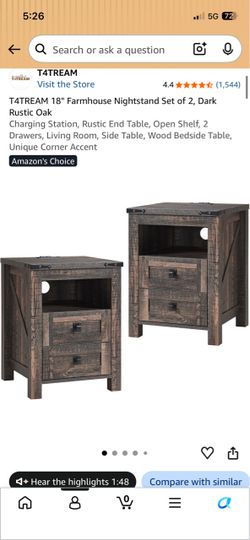 Farmhouse Nightstand set of two