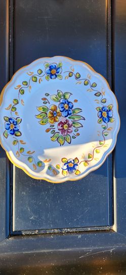 Vintage Santiago Timoneda Talavera Spain Hand-Painted Scalloped Floral Plate (7.5") #12
