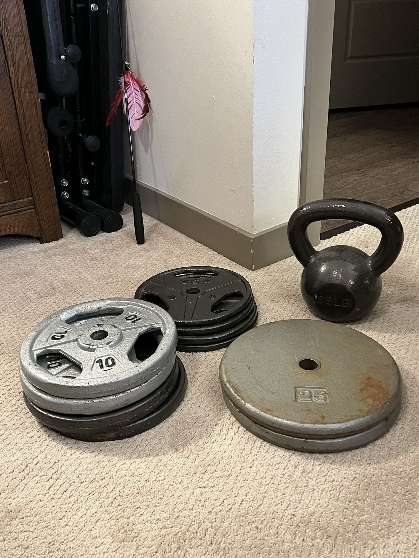 Weights Plates And Kettlebell