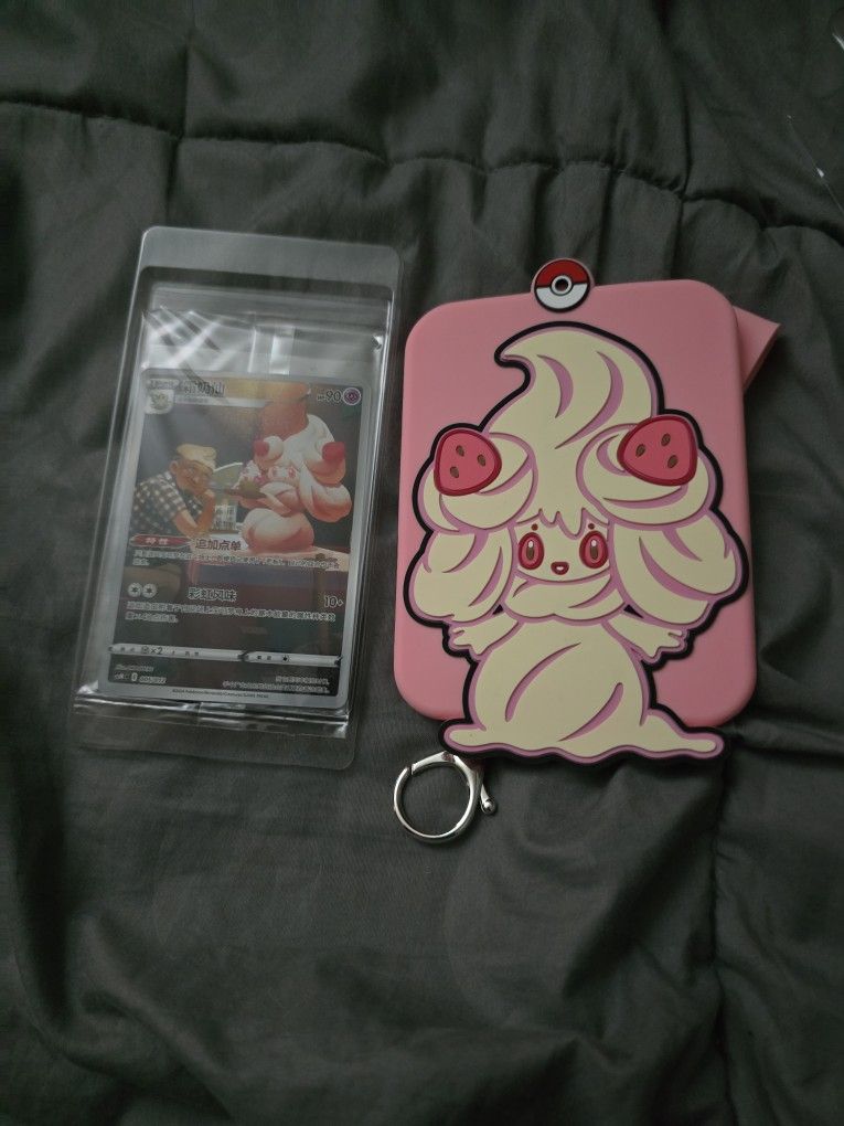 Pokemon Alcreamie Promo Card and Card Holder Chinese