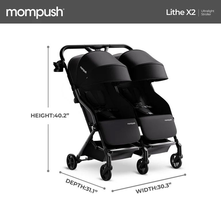 Mompush Lithe X2 DOUBLE stroller BLACK