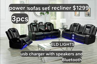 Power sofa set 3pcs recliner with speakers and Bluetooth eld lights cup 🥤 holder