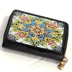 11 Pocket Blinged Faux Leather Card Wallet Floral Mandala NEW