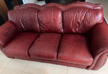 Burgundy Couch w/Ottoman