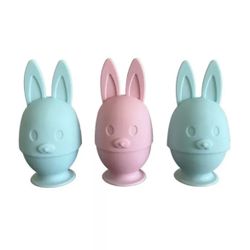 Ernesto Bunny Egg Cups Pink Blue Silicone Set Of 3