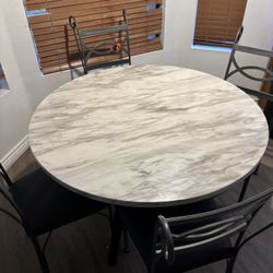 Faux Granite Top Round Table With 4 Chairs