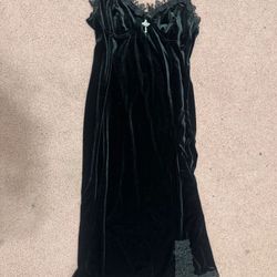 New 5xl black velvet stretchy goth gothic alt Lolita emo dress vampire witch