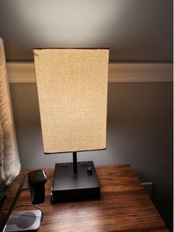 Set of 2 Modern Dimmable Table Lamps with Built-In Power Outlets