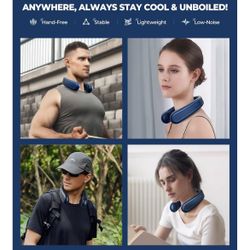Neck Fan, 3-Speed 30℉ Instant Cool-Down, 360° Bladeless Cooling Airflow, Rechargeable Lightweight Personal Fan for Ho