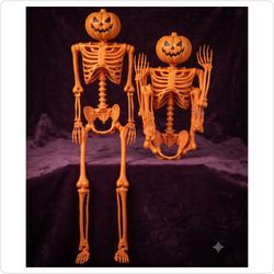 Halloween Pumpkin Skeleton Decoration Lot (Set of 2)