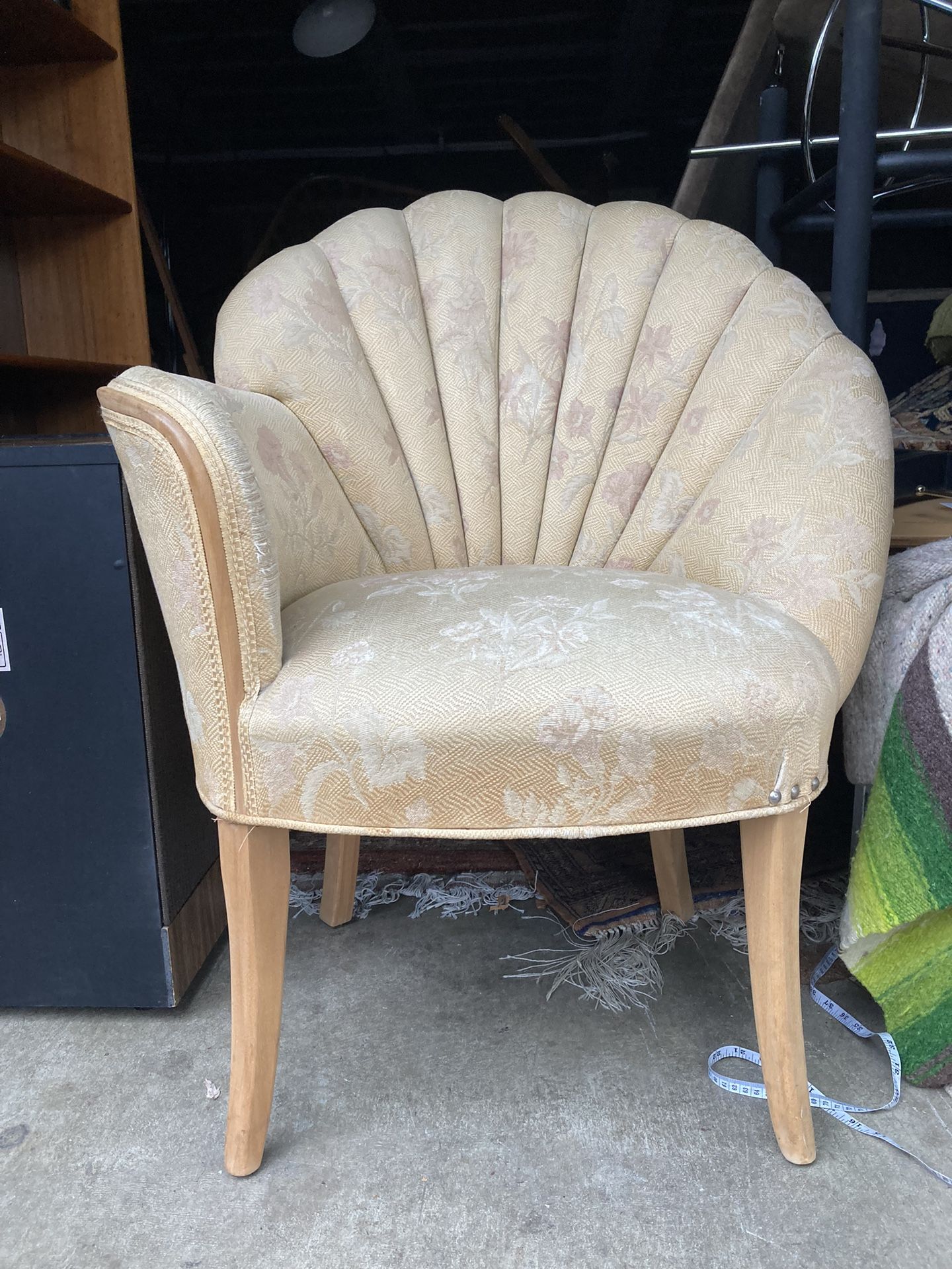 1930s Art Deco Antique Vintage Asymmetric Shell Arm Chair Channel Mid Century Modern 1920s 