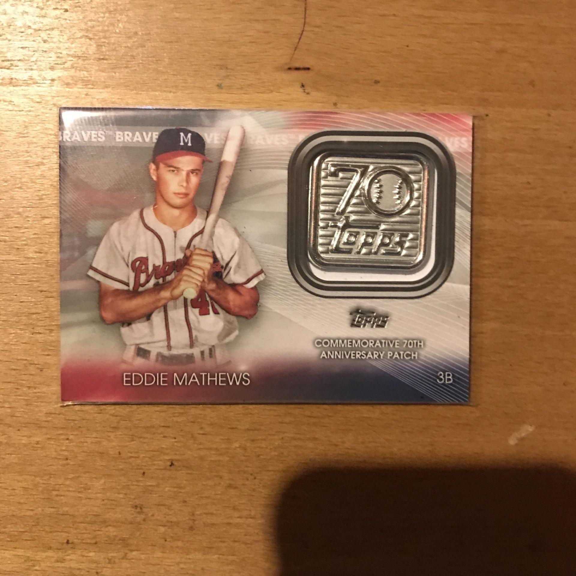 2021 TOPPS EDDIE MATHEWS 70th ANNIVERSARY PATCH CARD