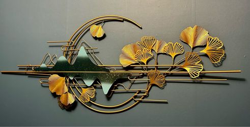 Large Modern Gold Ginkgo Wall Art